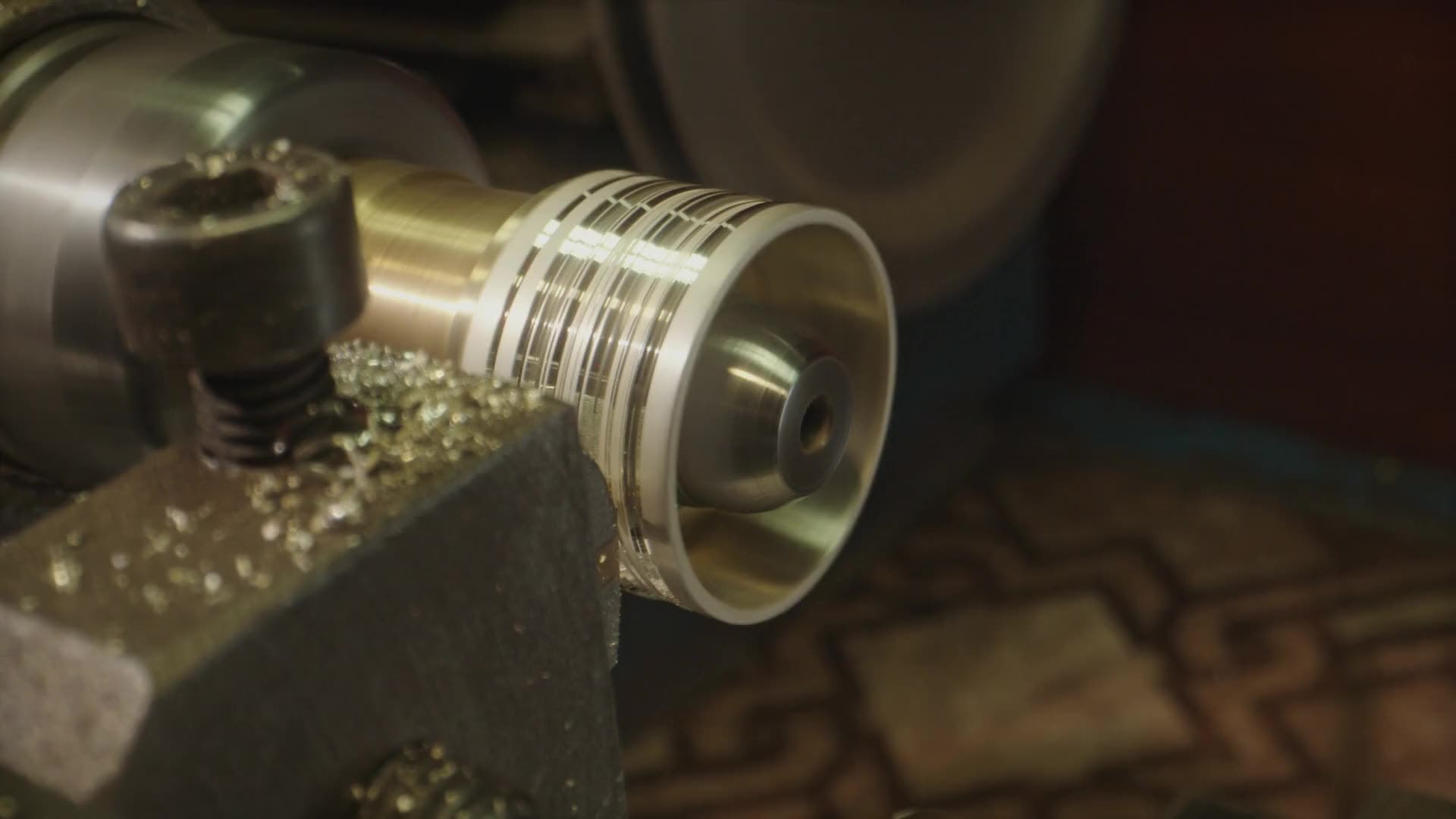Component being turned on a lathe