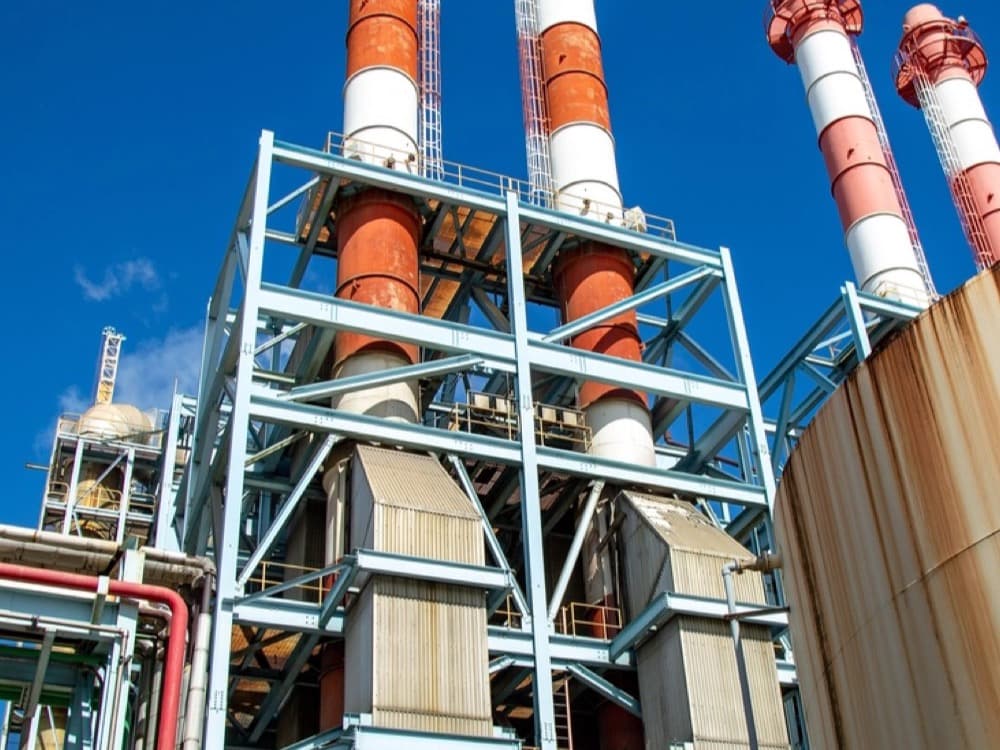 Petrochemical plant stacks and structural steel