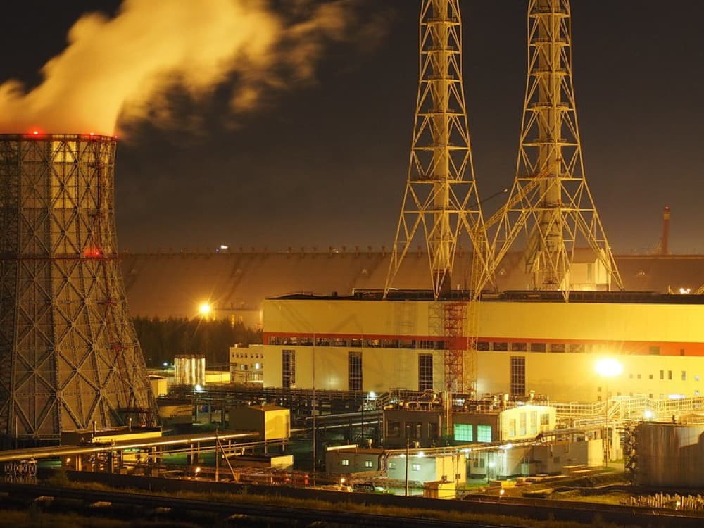 Thermal power station at night