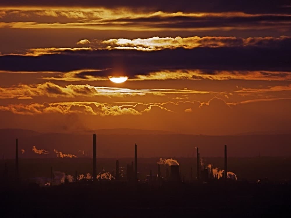 Refinery skyline at dusk